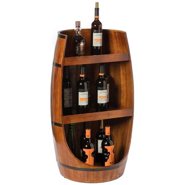 Rustic Wooden Wine Barrel Display Shelf Storage Stand, Vintiquewise, Mfr#: QI003764